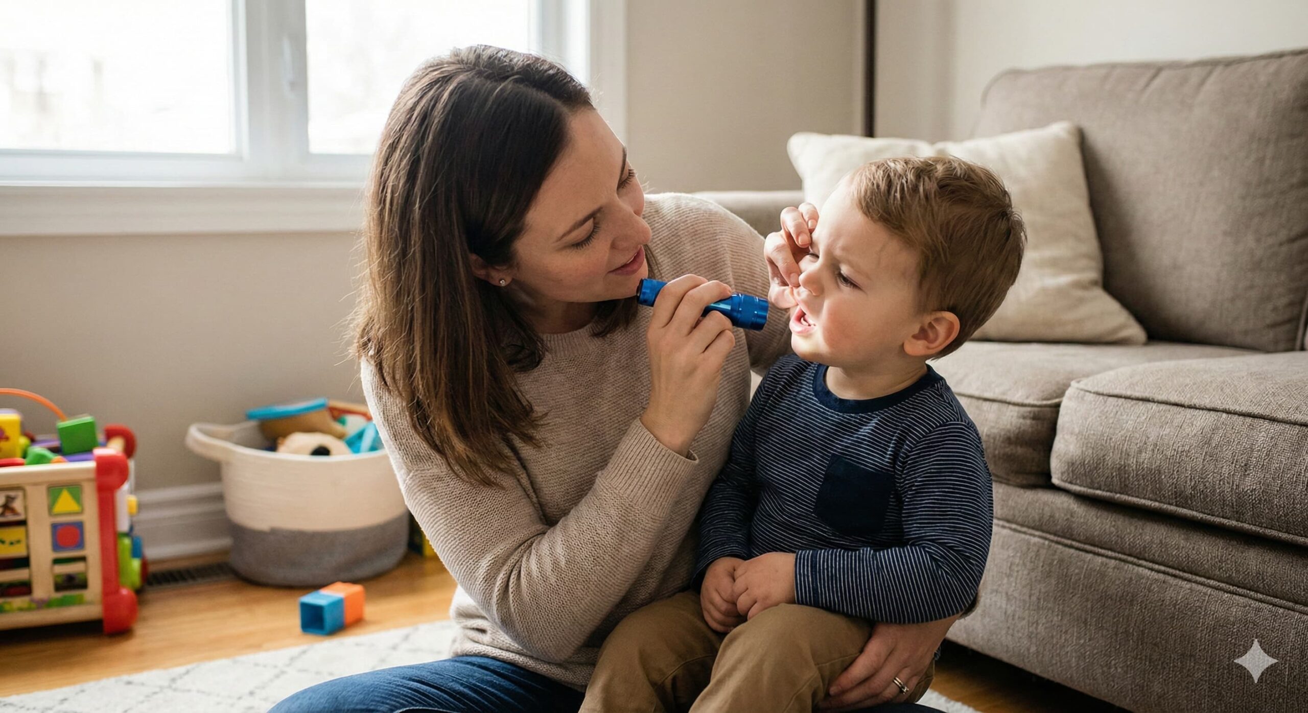 Conoscere le infezioni orali nei bambini: cause, segnali e il ruolo del pediatra 1 Conoscere le infezioni orali nei bambini: cause, segnali e il ruolo del pediatra. Mamma che osserva la bocca del bambino